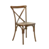 Dark wood resin crossback chair with a flat seat and 4 legs