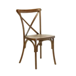 Dark wood resin crossback chair with a flat seat and 4 legs