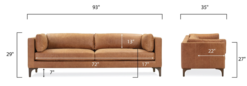 Dimensions of the sofa. 93 inches long. 29 tall. 35 wide.