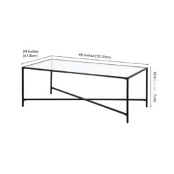 Dimensions of table - 48 inches long, 24 wide and 18 inches tall.