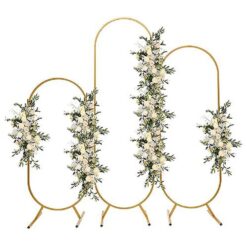 3 gold oval arches with florals