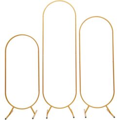 Set of 3 gold freestanding ovals in different heights.