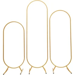 Set of 3 gold freestanding ovals in different heights.