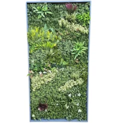 Close-up of a single panel from the Botanical Bliss Vertical Greenery Wall showcasing its lush and realistic foliage.