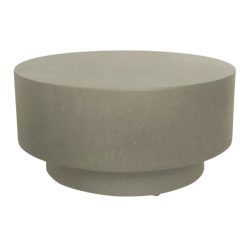 Top view of the Monolith Coffee Table showcasing its sleek round shape and gray concrete finish.
