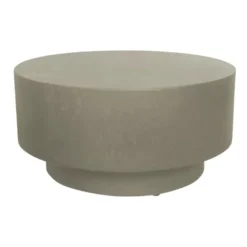 Top view of the Monolith Coffee Table showcasing its sleek round shape and gray concrete finish.