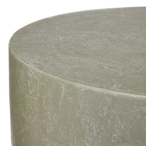 Close-up view of the Monolith Side Table highlighting the textured gray concrete material