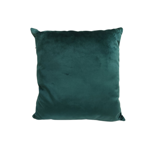 Square deep green velvet pillow