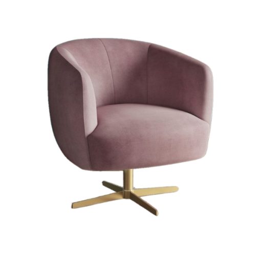 Side profile of the Rosé Swivel Chair highlighting the smooth curves and modern swivel functionality.