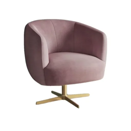 Rose blush velvet swivel chair rental from Violet Vintage Rentals