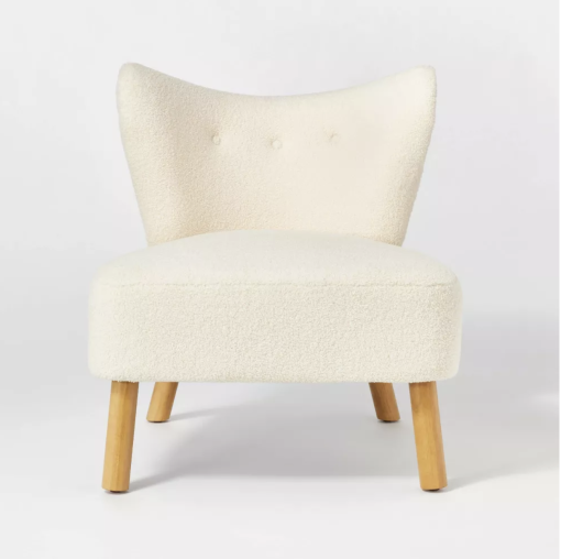 front view of cream modern chair