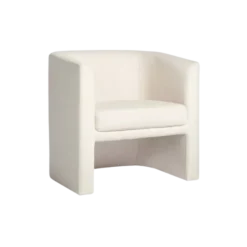 Natural linen modern barrel chair