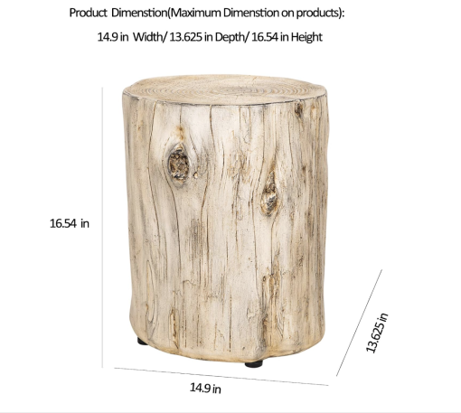 Dimensions of log stump table