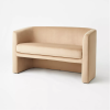 Side view light brown modern loveseat