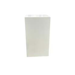 Simple white square pillar pedestals. Flat top.