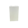 Simple white square pillar pedestals. Flat top.