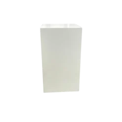 Simple white square pillar pedestals. Flat top.