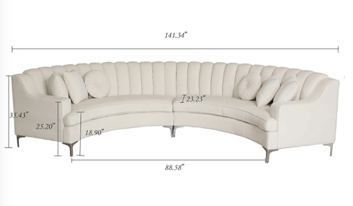 Dimensions of 1 sectional