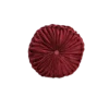 Abrey Round Pillow in deep ruby and wine velvet, 15-inch circle, top view on white background