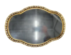 Gold, scalloped trim mirror tray.