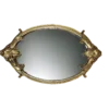 Top view of mirror tray with intricate gold trim.