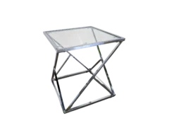 Glass, chrome side table