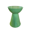 Sage green, pedestal accent table that has shine.