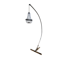 Freestanding, black chandelier for over table.