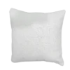 White, boucle, square pillow.