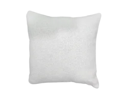 White, boucle, square pillow.