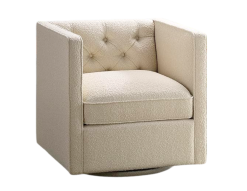 Beige, swivel accent chair with boucle fabric,