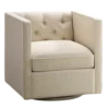 Beige, swivel accent chair with boucle fabric,
