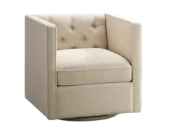 Beige, swivel accent chair with boucle fabric,