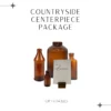 Package includes brown glass bottles of varying sizes and a wooden table number holder.