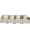 Kanissu Sofa for rent at Violet Vintage Indianapolis: A versatile 4-seat modular sofa in cream bouclé fabric with black legs, showing how you can rent one or both to create a large 8-seater curved lounge for events