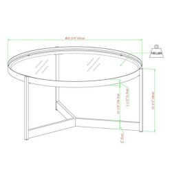 Aria round glass coffee table dimensions diagram