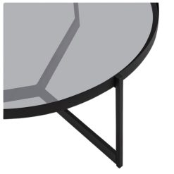 Smoked tempered glass top on Aria round coffee table