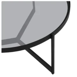 Smoked tempered glass top on Aria round coffee table