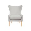 Front view of Clara modern wingback chair in light grey fabric rental in Indianapolis