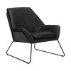 Modern black leather lounge chair rental for weddings and corporate events in Indianapolis