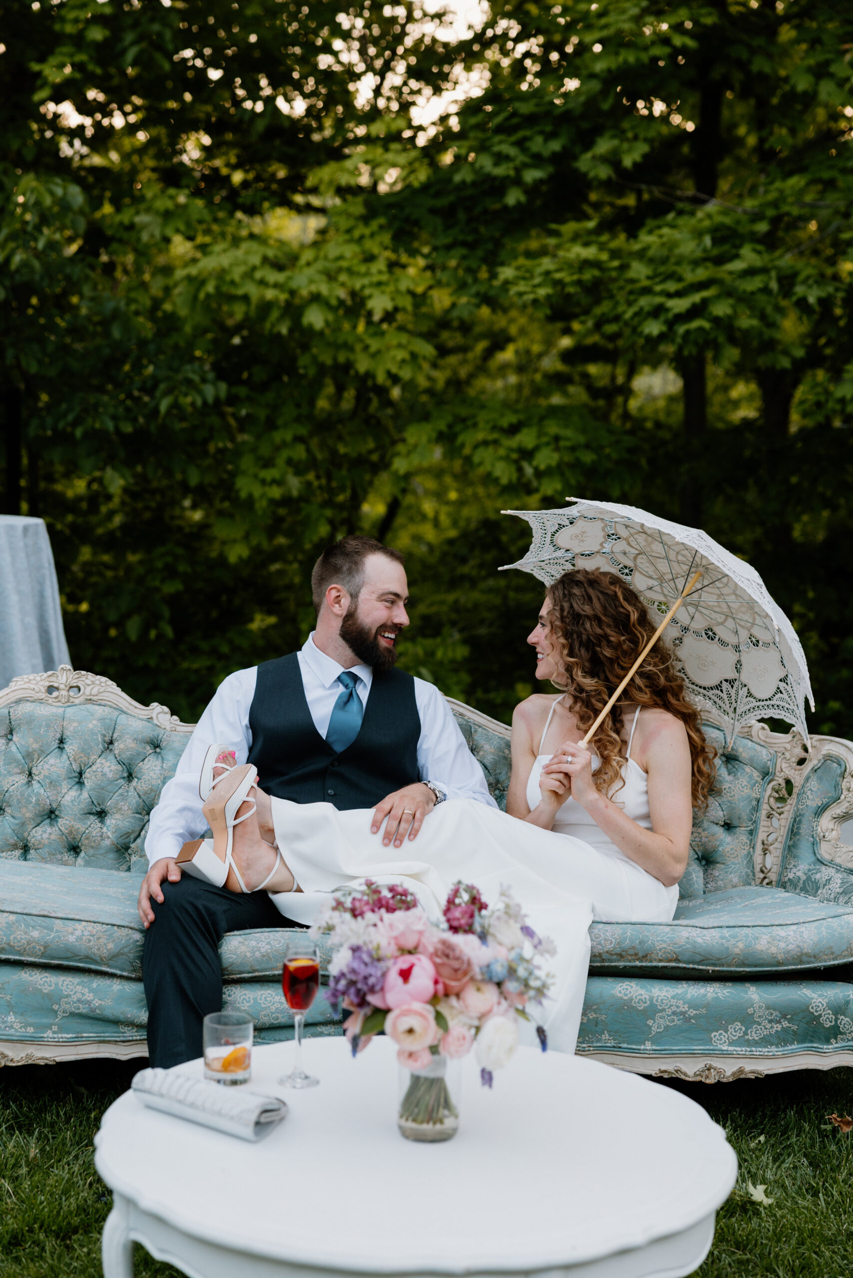 Versailles Sofa used for a real wedding portrait lounge