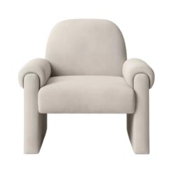 Front view of the Ellison neutral velvet accent chair